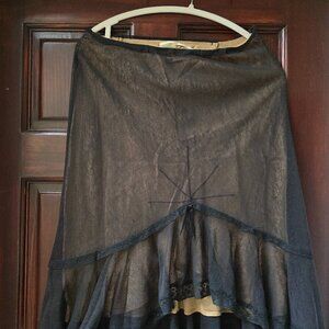 Vintage BCBG MaxAzria Midi A-line Black Lace Skirt